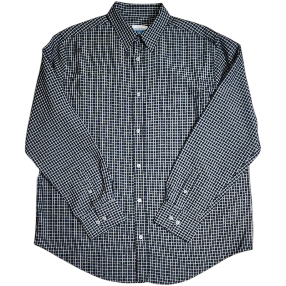 Breakwater Men's Large Plaid Button Front Cuff Business Professional Casual Top
